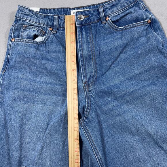 Almost Famous Jeans Women 5 High Rise Super Wide Baggy Leg Distressed Blue - Picture 6 of 12